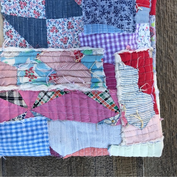 Handmade Boro Style Patchwork Quilted Cottagecore Crossbody Tote Bag 13x15 - Picture 4 of 8